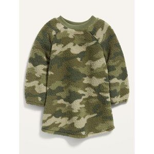 Crew-Neck Sherpa Dress for Toddler Girl